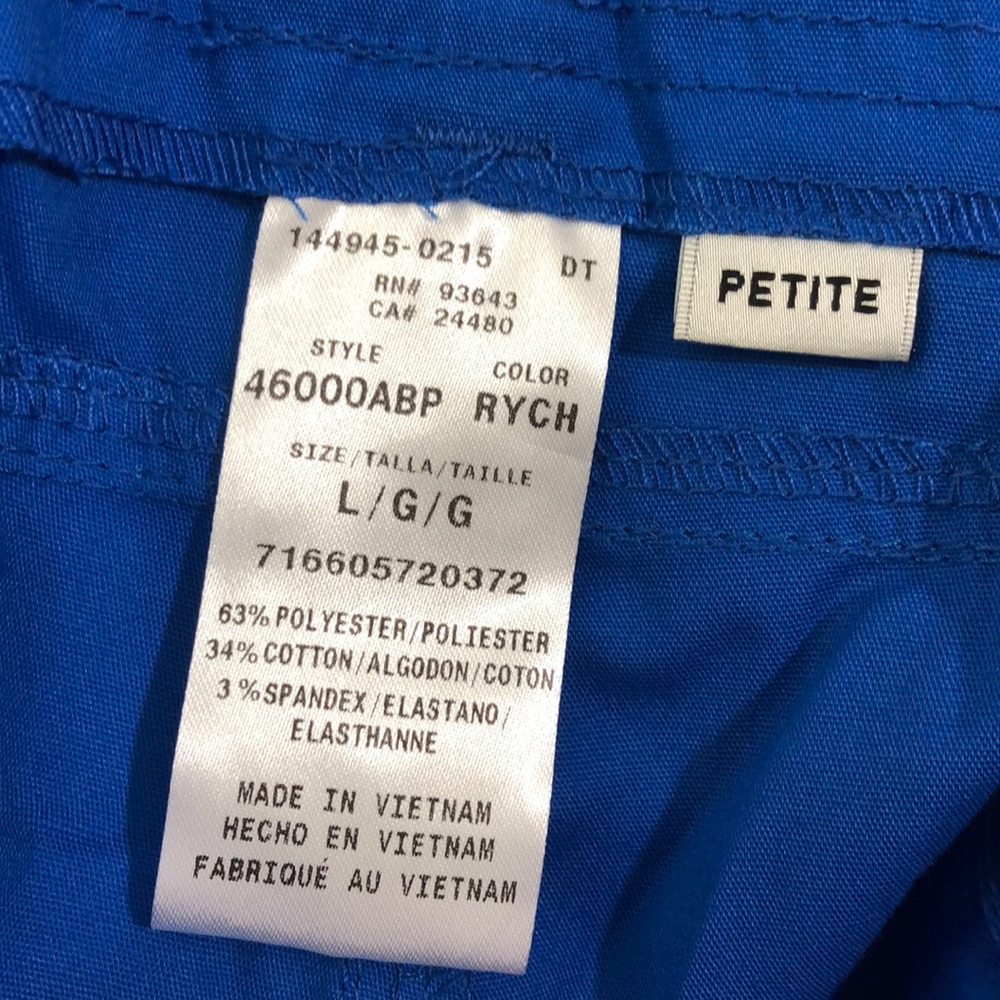 Certainty Nurse Scrubs Pants Blue L Petite NWT Pull On Pockets - Picture 8 of 8